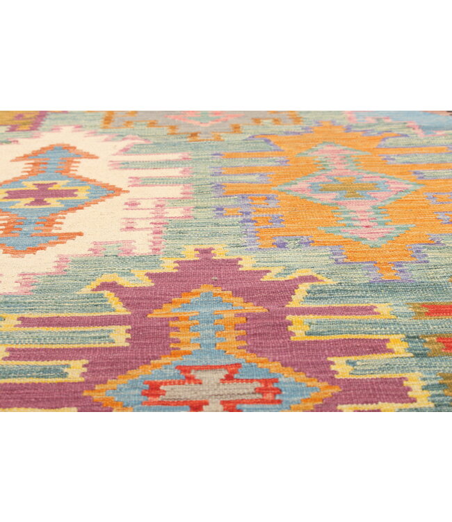 Naila kelim  handgeweven 302x209 cm traditional Kelim Tapijt Wol