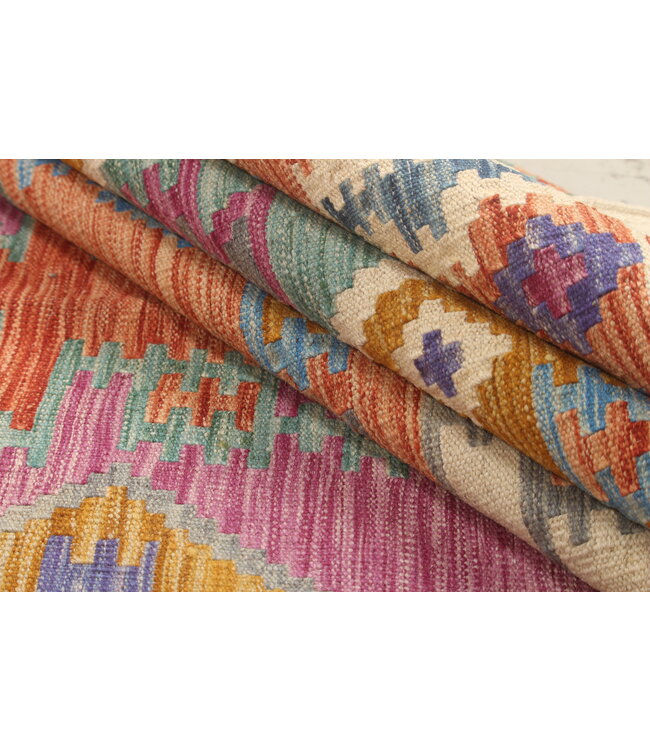 Naila kelim  handgeweven 296x203 cm traditional Kelim Tapijt Wol