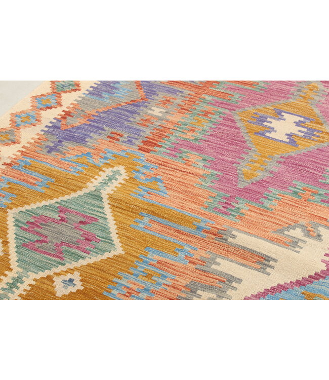 Naila kelim  handgeweven 296x203 cm traditional Kelim Tapijt Wol