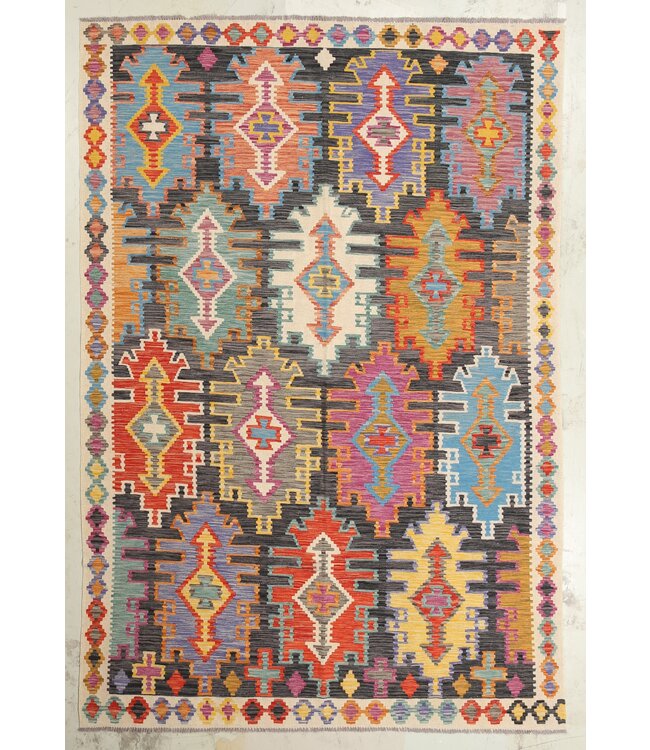 Naila kelim  Handgemacht  306x206cm Traditional Wolle Kelim Teppich