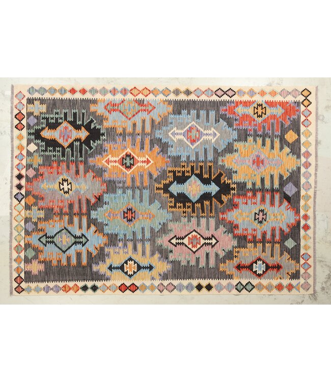 Naila kelim Handgeweven  293x200 cm Traditional Kelim Tapijt Wol