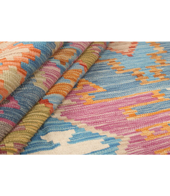 Naila kelim Handgeweven  302x202 cm Traditional Kelim Tapijt Wol