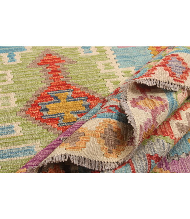 Naila kelim Handgeweven  303x213 cm Traditional Kelim Tapijt Wol