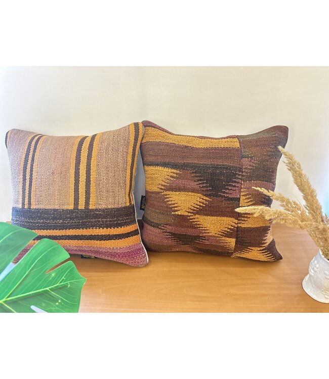 2x kelim kussenhoes met vulling Handgemaakte kelim kussens ca 45x45 cm