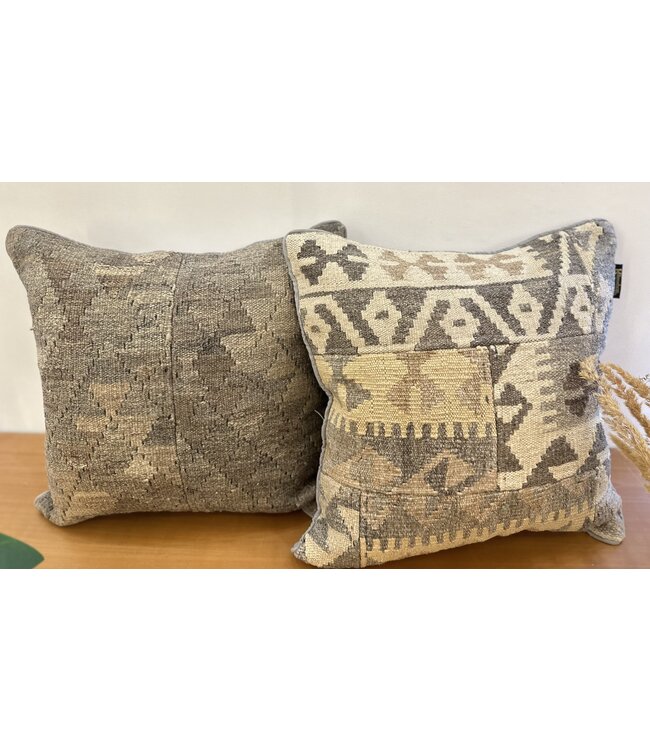2x kelim cushion cover natural with filling Handmade kelim cushions ca 45x45 cm