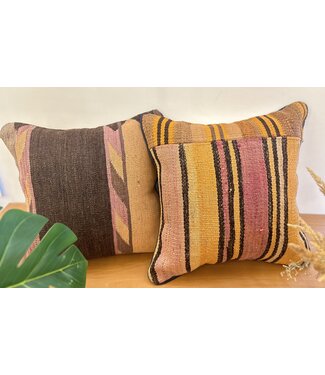 Kelimshop 2x kelim kussenhoes met vulling Handgemaakte kelim kussens ca 45x45 cm