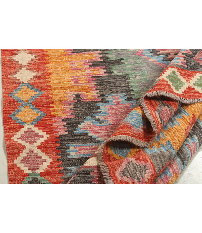 Naila kelim Handgeweven  300x202 cm Traditional Kelim Tapijt Wol