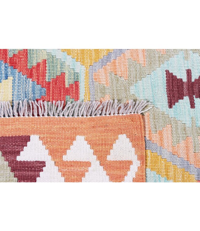 242x199 cm Handmade Afghan Traditional Kilim Area Rug Wool Carpet