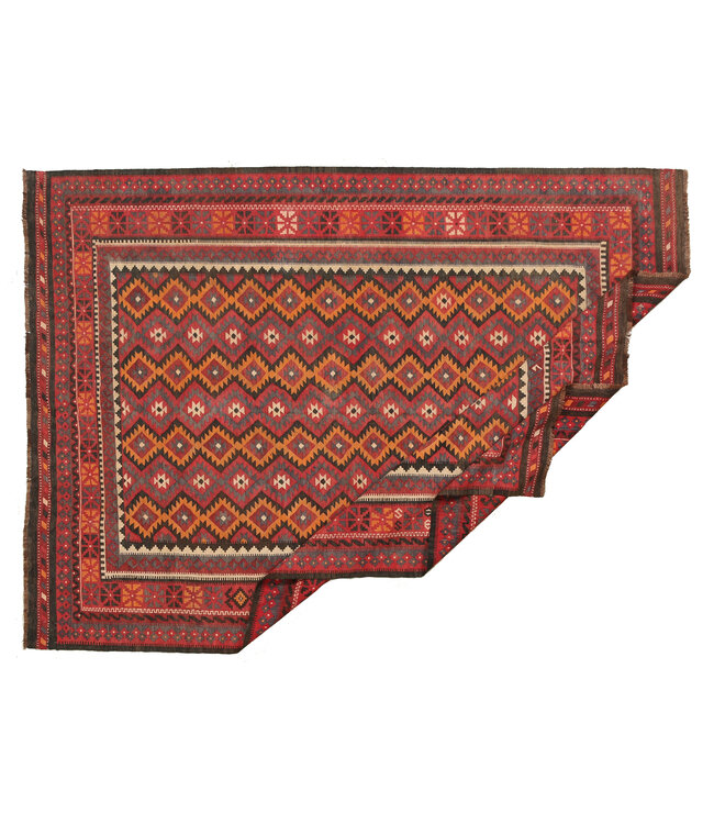 284x207 cm Handgemaakt Oosters Kelim Wol Vloerkleed Antieke, vintage kelim