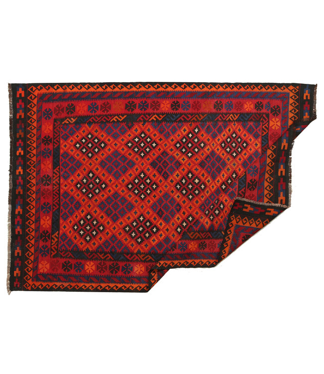 275x190 cm Handgemaakt Oosters Kelim Wol Vloerkleed Antieke, vintage kelim