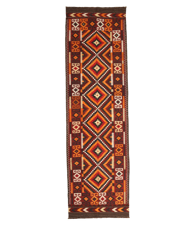 Hand Woven Afghan Wool Kilim Area Rug 458 x 133 cm