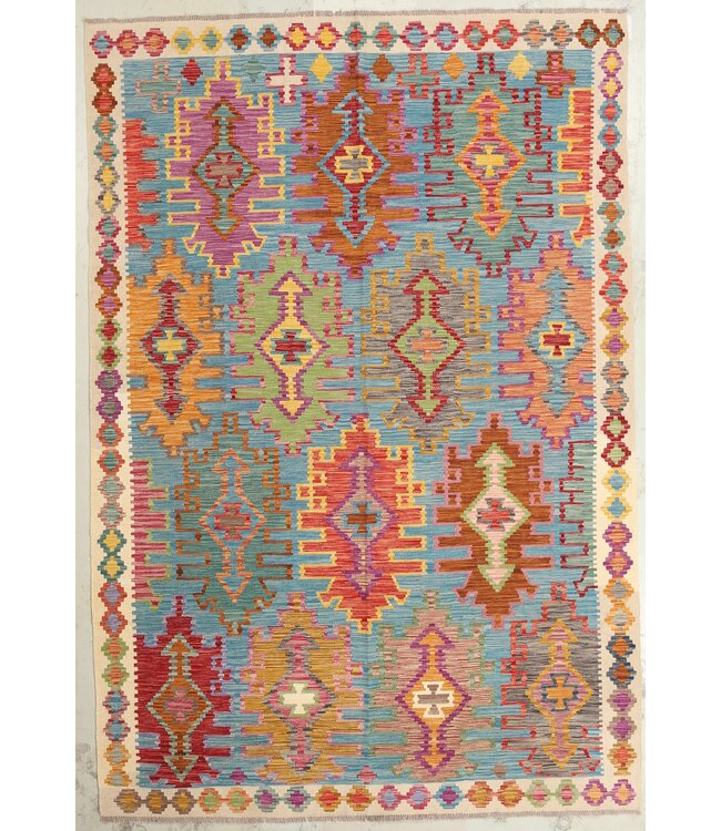 Naila kelim Handgeweven 304x204cm  Traditional Kelim Tapijt Wol