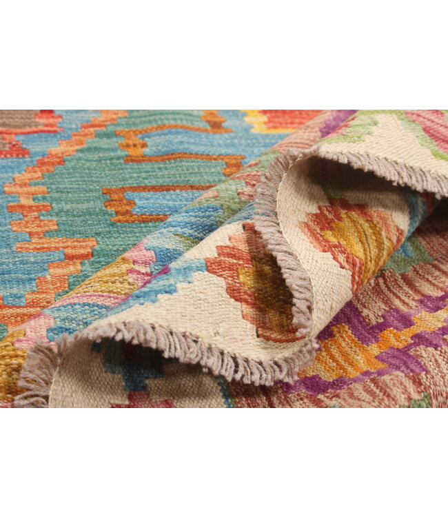 Naila kelim Handgeweven 304x204cm  Traditional Kelim Tapijt Wol