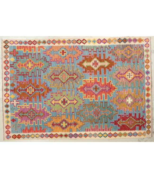 Naila kelim Handgeweven 304x204cm  Traditional Kelim Tapijt Wol