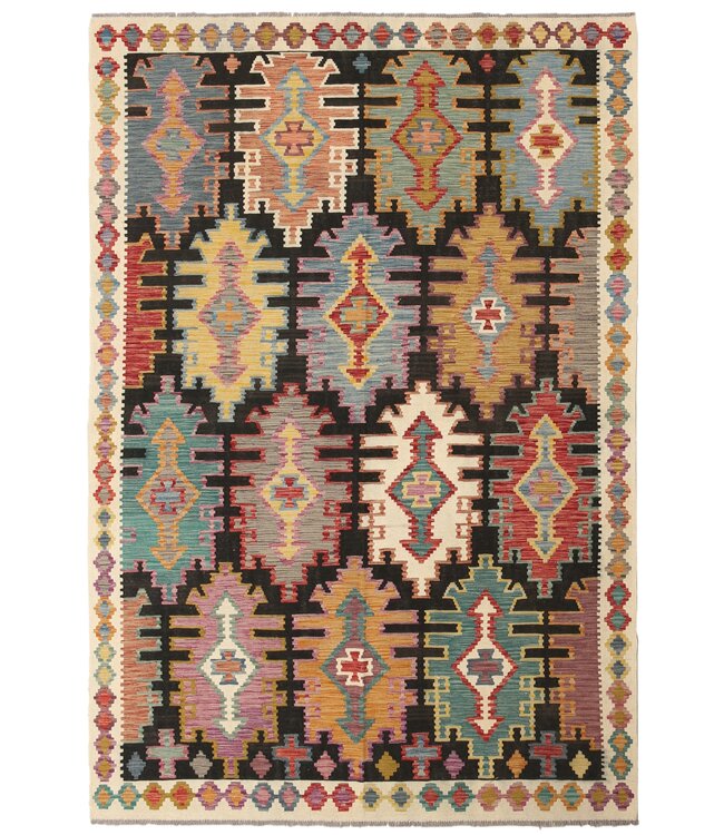 Naila kelim Handgeweven 300x202cm  Traditional Kelim Tapijt Wol
