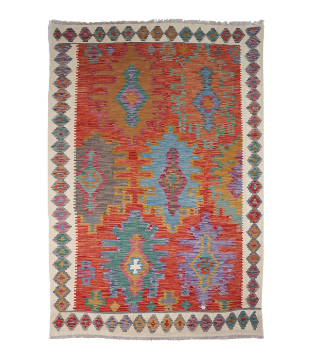 253x177  cm Handmade Afghan Traditional Kilim Area Rug Wool Carpet