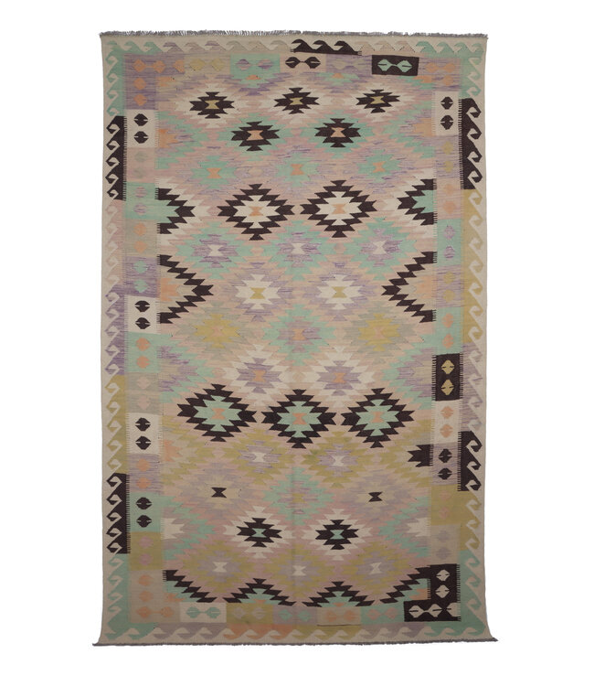 305x189 cm Handgemaakte Afghaanse traditionele Kilim Vloerkleed Wol Tapijt