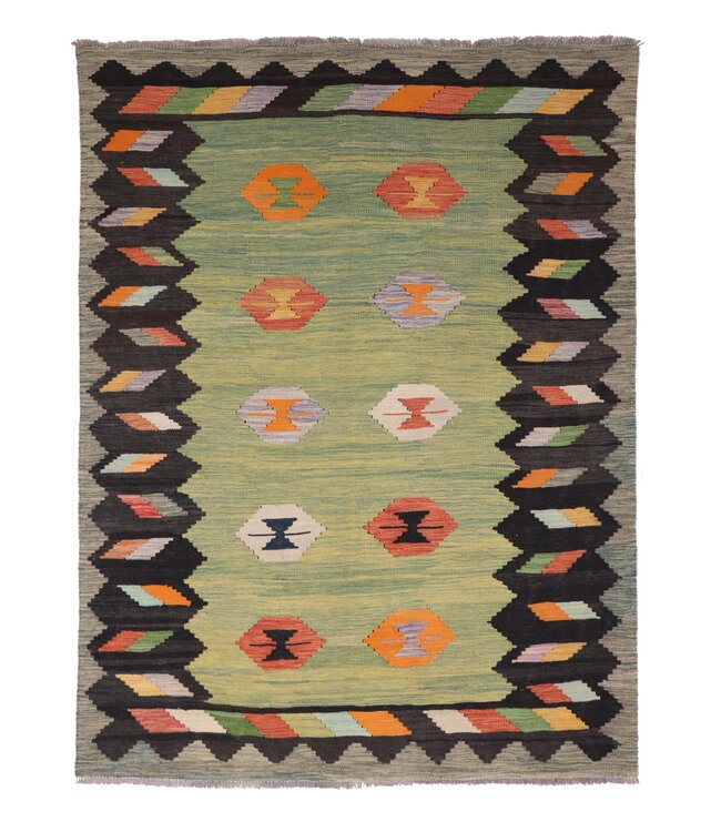 197x149 cm Handgemaakte Afghaanse traditionele Kilim Vloerkleed Wol Tapijt