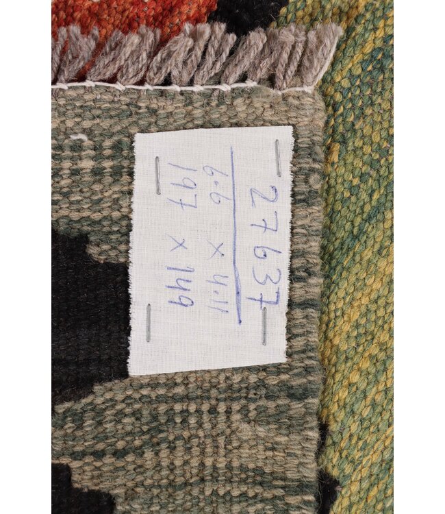 197x149  cm Handmade Afghan Traditional Kilim Area Rug Wool Carpet