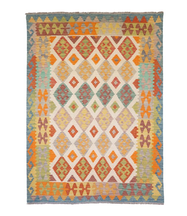 206x153 cm Handgefertigter Afghanischer traditioneller Kilim Teppich Woll