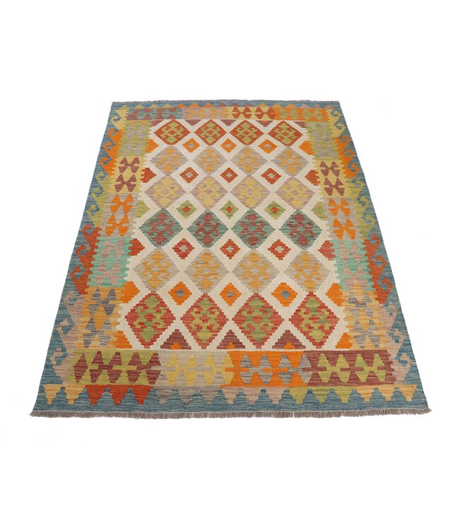 206x153 cm Handgemaakte Afghaanse traditionele Kilim Vloerkleed Wol Tapijt