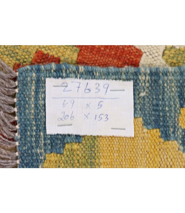 206x153 cm Handgefertigter Afghanischer traditioneller Kilim Teppich Woll