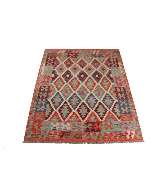 195x155 cm Handgefertigter Afghanischer traditioneller Kilim Teppich Woll