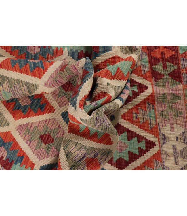 195x155 cm Handmade Afghan Traditional Kilim Area Rug Wool Carpet