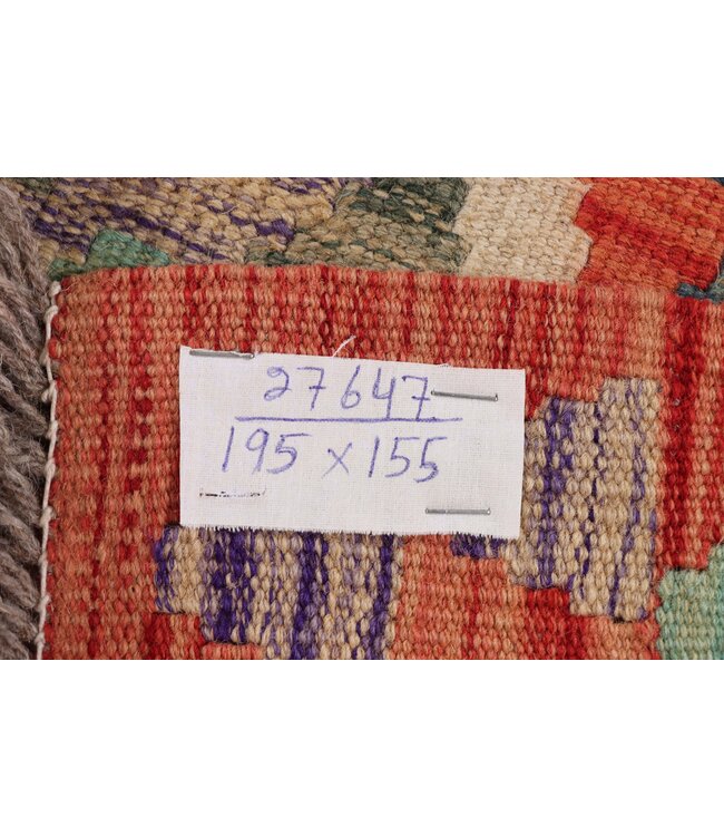 195x155 cm Handgemaakte Afghaanse traditionele Kilim Vloerkleed Wol Tapijt