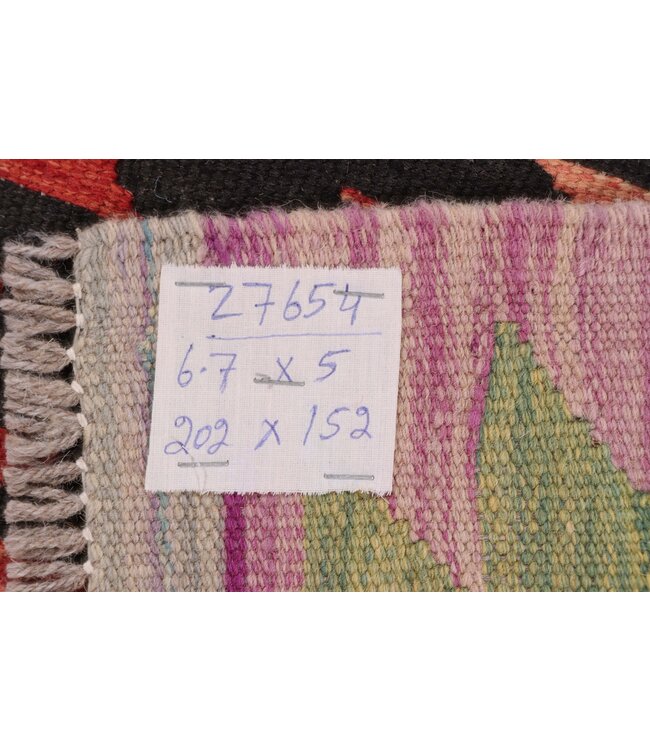 202x152 cm Handmade Afghan Traditional Kilim Area Rug Wool Carpet