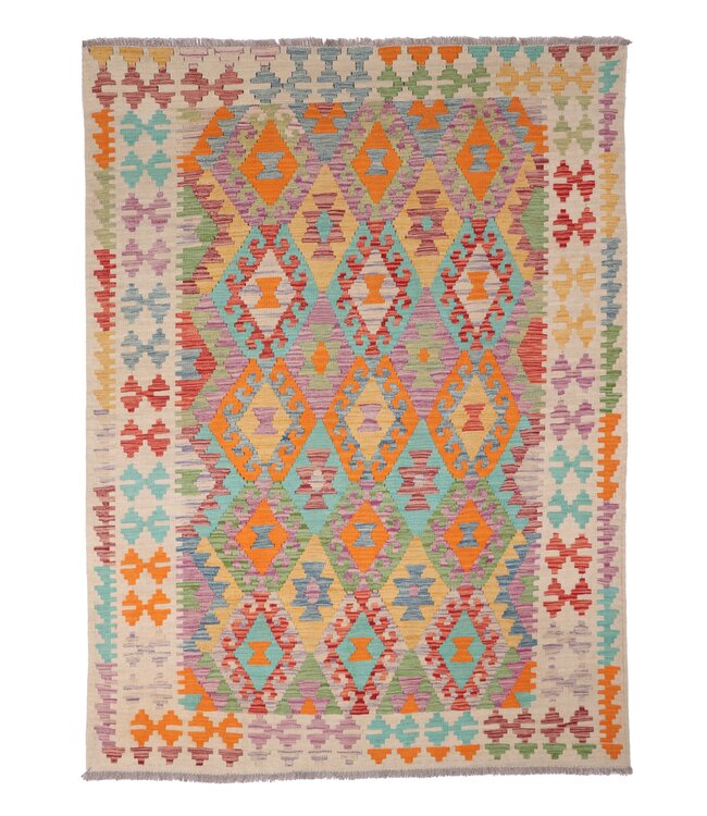 207x152 cm Handgefertigter Afghanischer traditioneller Kilim Teppich Woll
