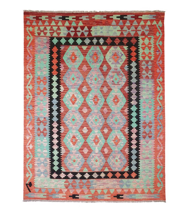 203x153 cm Handmade Afghan Traditional Kilim Area Rug Wool Carpet