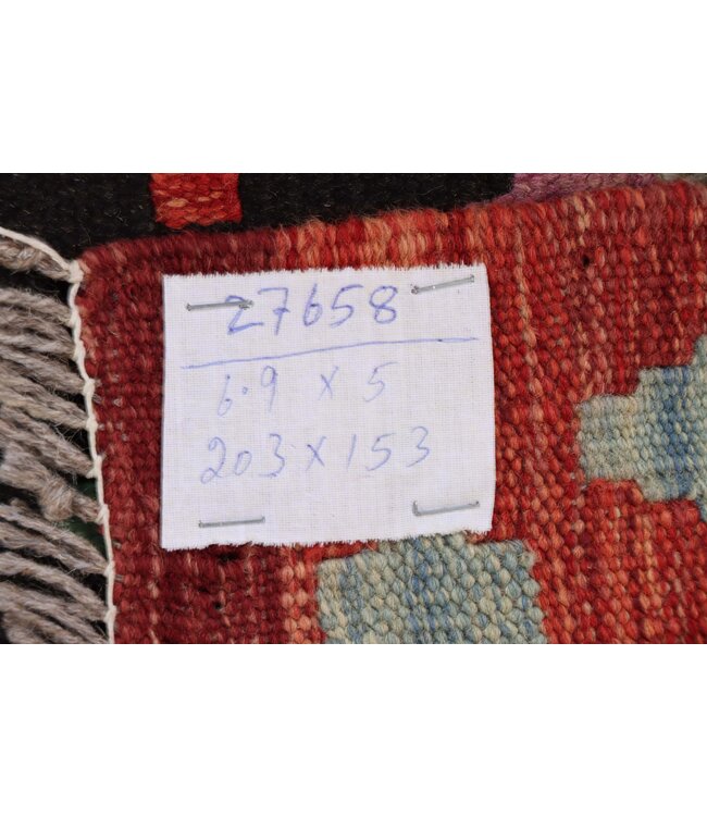 203x153 cm Handgefertigter Afghanischer traditioneller Kilim Teppich Woll