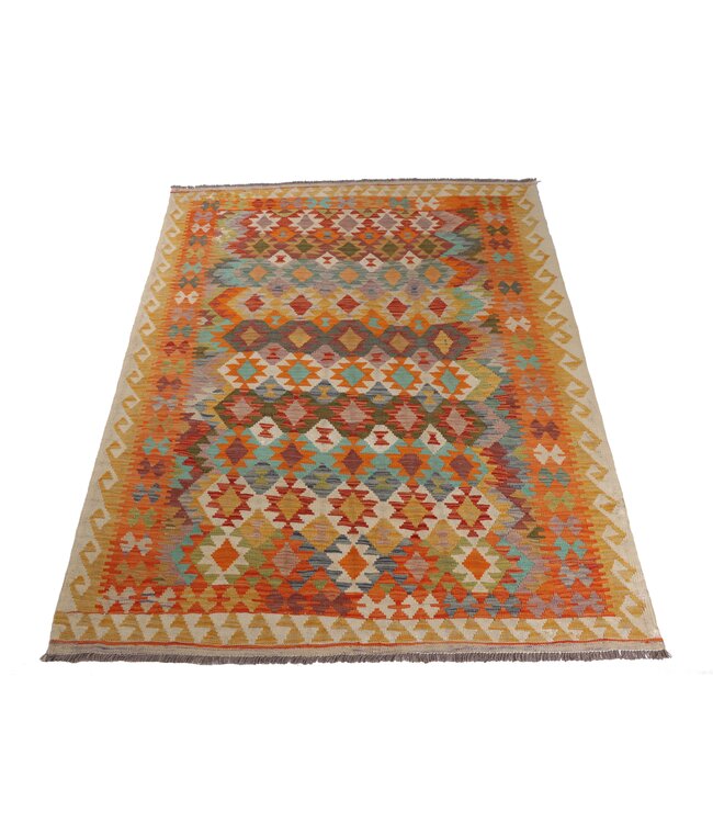 203x153 cm Handgemaakte Afghaanse traditionele Kilim Vloerkleed Wol Tapijt