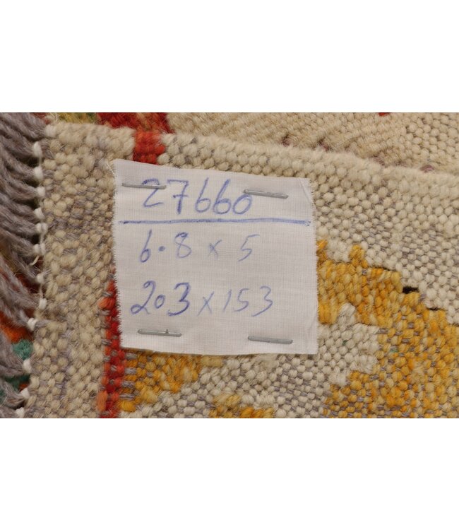 203x153 cm Handmade Afghan Traditional Kilim Area Rug Wool Carpet