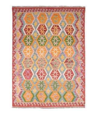 202x151 cm Handgefertigter Afghanischer traditioneller Kelim Teppich Woll