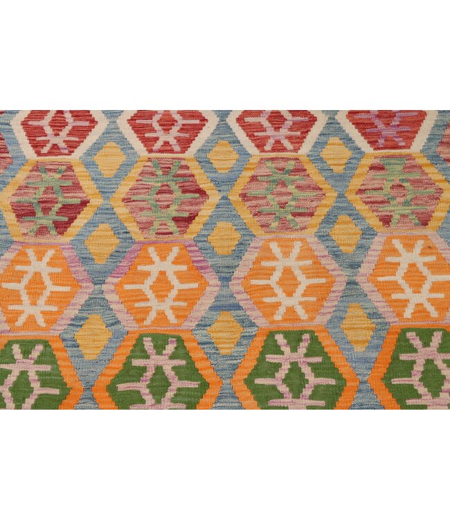 202x151 cm Handgemaakte Afghaanse traditionele Kelim Vloerkleed Wol Tapijt