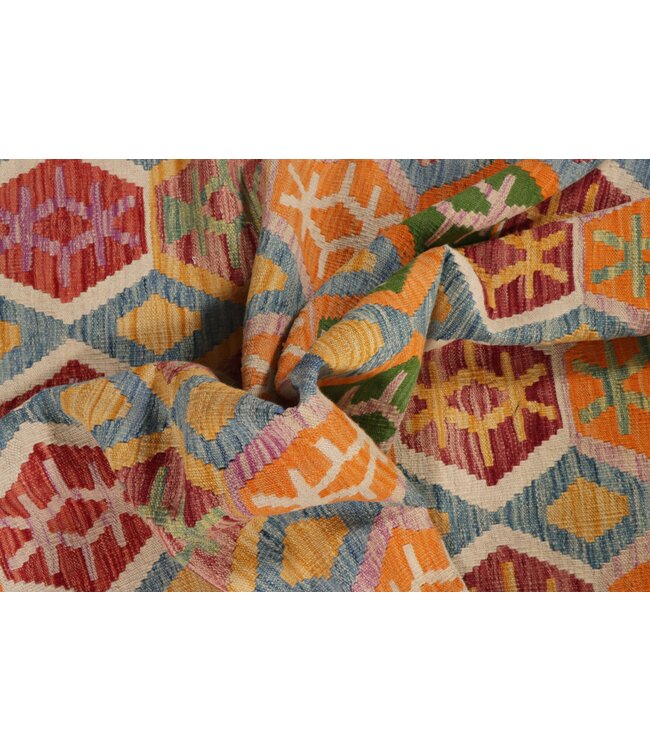 202x151 cm Handgefertigter Afghanischer traditioneller Kelim Teppich Woll