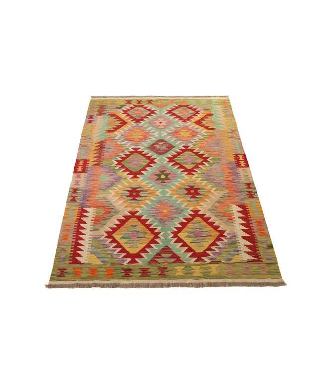 200x144 cm Handgefertigter Afghanischer traditioneller Kelim Teppich Woll