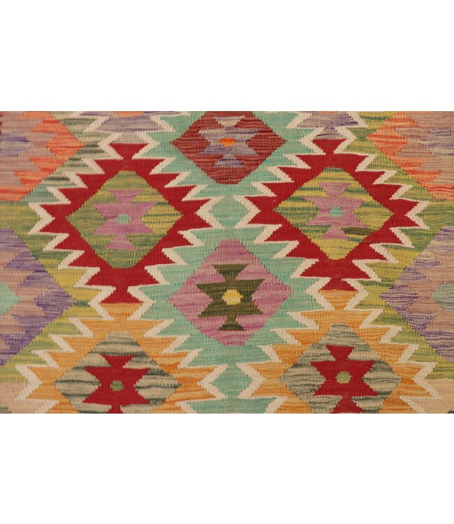 200x144 cm Handmade Afghan Traditional Kelim Area Rug Wool Carpet