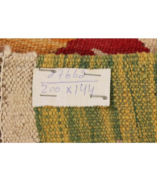 200x144 cm Handgemaakte Afghaanse traditionele Kelim Vloerkleed Wol Tapijt