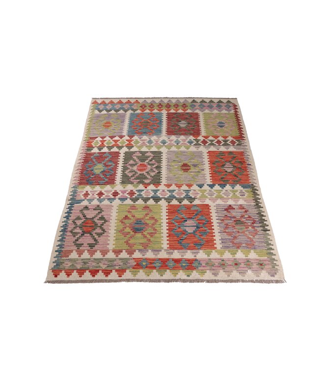 197x150 cm Handgemaakte Afghaanse traditionele Kelim Vloerkleed Wol Tapijt