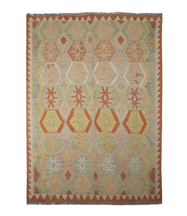 201x145 cm Handgemaakte Afghaanse traditionele Kelim Vloerkleed Wol Tapijt