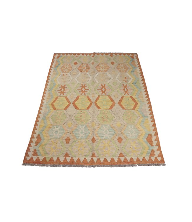 201x145 cm Handgefertigter Afghanischer traditioneller Kelim Teppich Woll