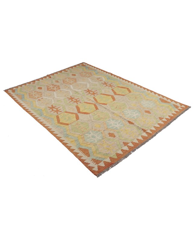 201x145 cm Handgemaakte Afghaanse traditionele Kelim Vloerkleed Wol Tapijt