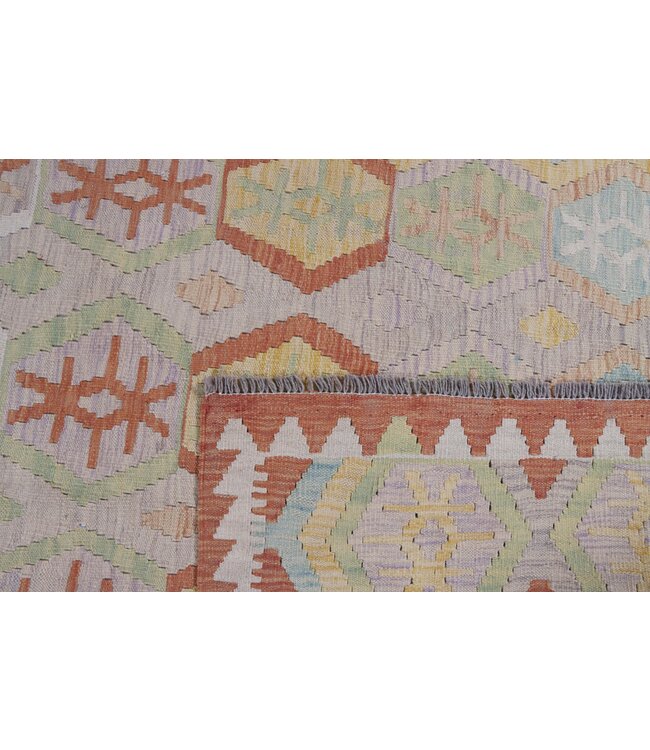 201x145 cm Handmade Afghan Traditional Kelim Area Rug Wool Carpet