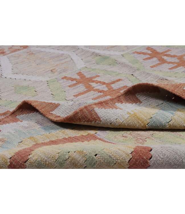 201x145 cm Handmade Afghan Traditional Kelim Area Rug Wool Carpet