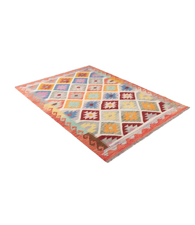 202x148 cm Handgefertigter Afghanischer traditioneller Kelim Teppich Woll