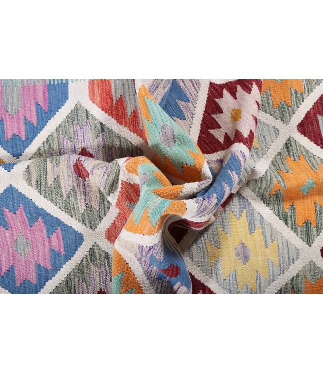 202x148 cm Handmade Afghan Traditional Kelim Area Rug Wool Carpet