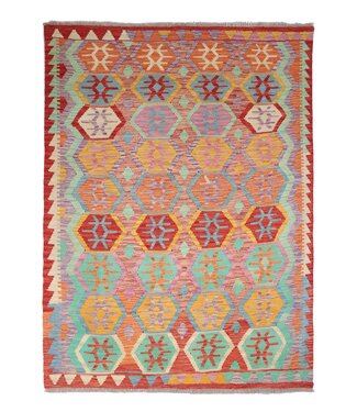 199x147 cm Handgefertigter Afghanischer traditioneller Kelim Teppich Woll